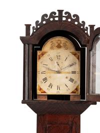 A Federal Carved and Grain Painted Pine Wooden Works Tall Case Clock