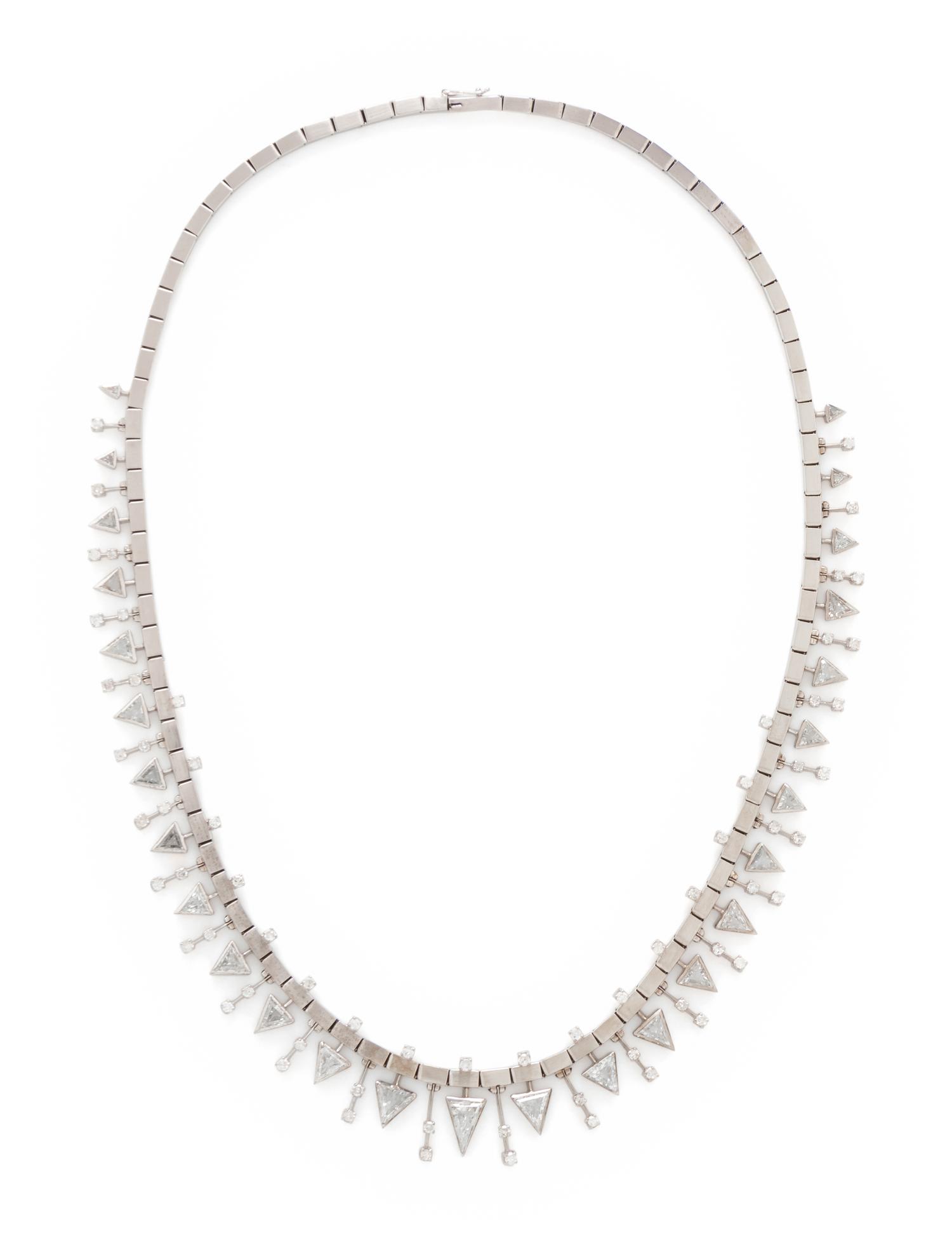 WHITE GOLD AND DIAMOND GEOMETRIC NECKLACE
