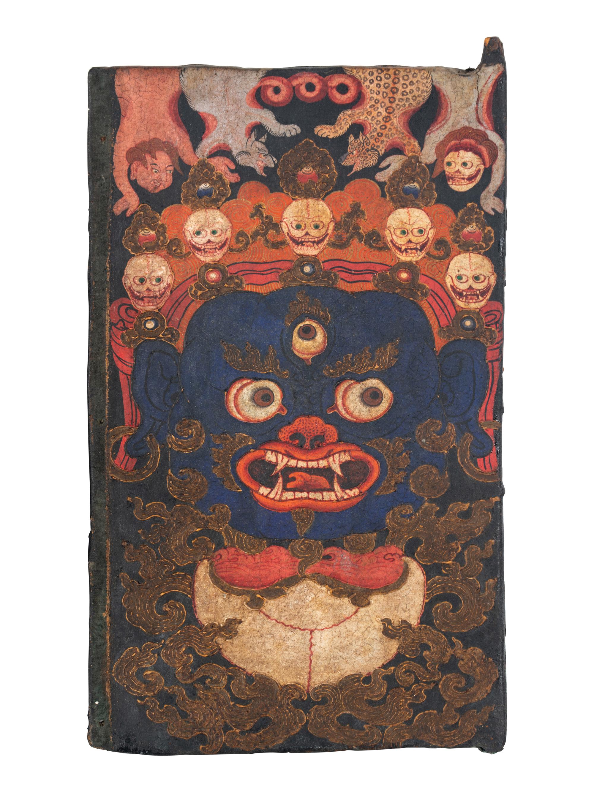 A Pair of Tibetan Painted Wood Door Panels