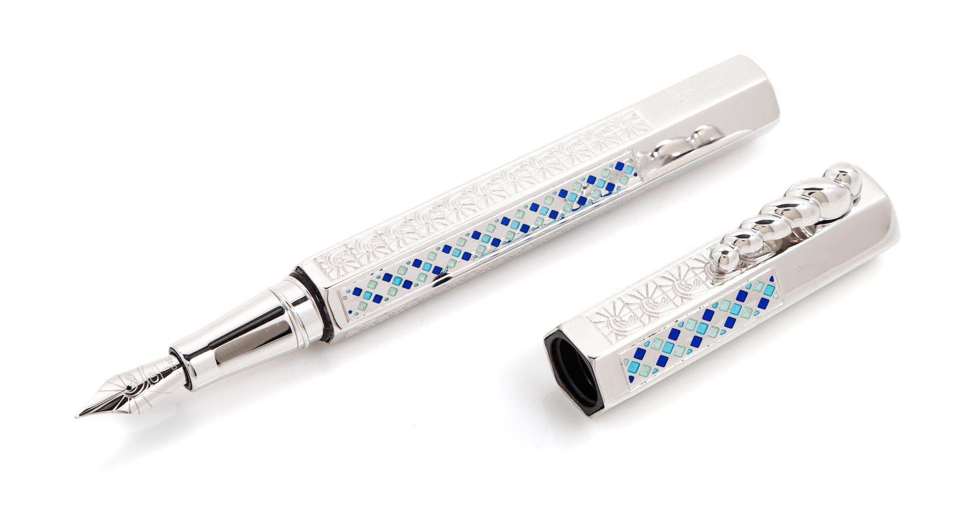 A Caran d'Ache La Modernista Limited Edition Fountain Pen and Ink Bottle Set
