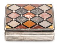 A Victorian Silver and Specimen-Marble Inset Presentation Snuff Box
