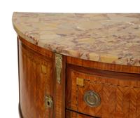 A Pair of Louis XVI Style Demilune Marble-Top Small Commodes