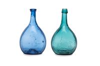 Two Molded Glass Calabash Bottles
