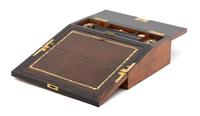 An English Brass Mounted Burlwood Lap Desk Width 15 inches. — LATE 19TH CENTURY