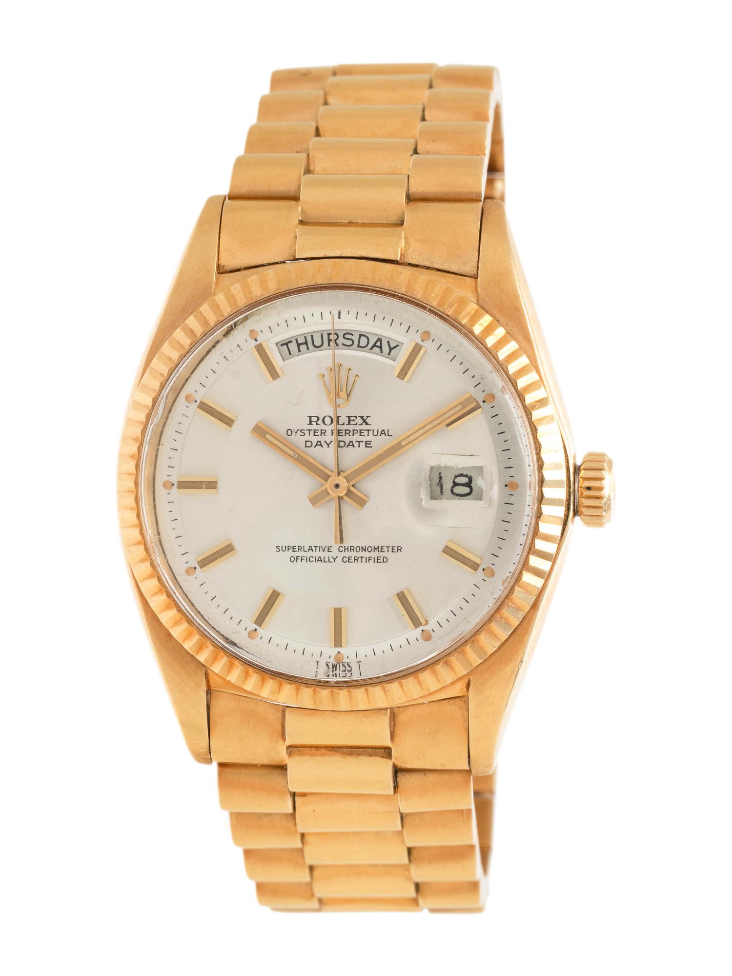 ROLEX, REF. 1803 18K YELLOW GOLD 'DAY-DATE' WRISTWATCH, CIRCA 1970
