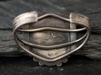 Navajo Silver and Petrified Wood Cuff Bracelet and Ring