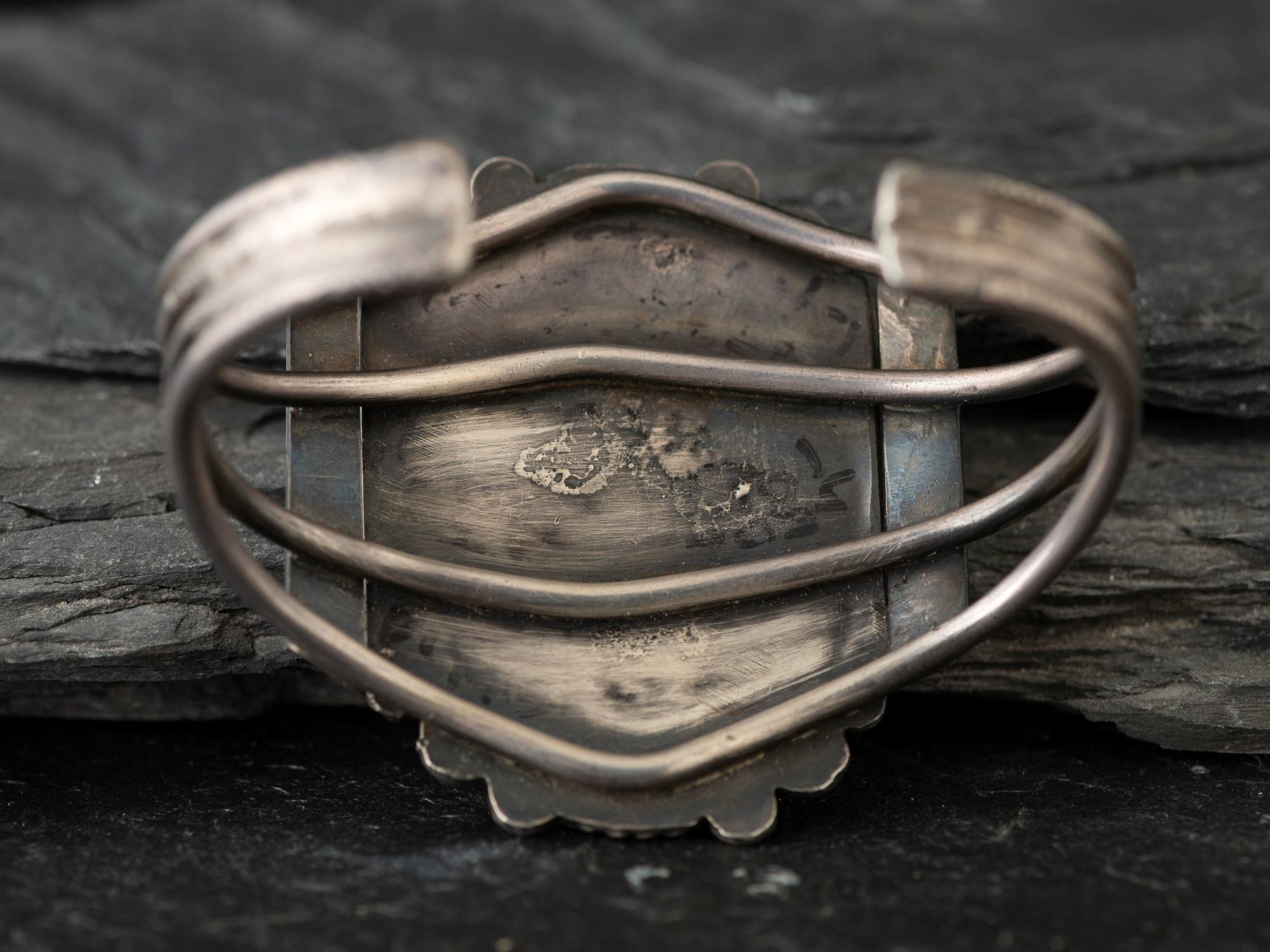 Navajo Silver and Petrified Wood Cuff Bracelet and Ring