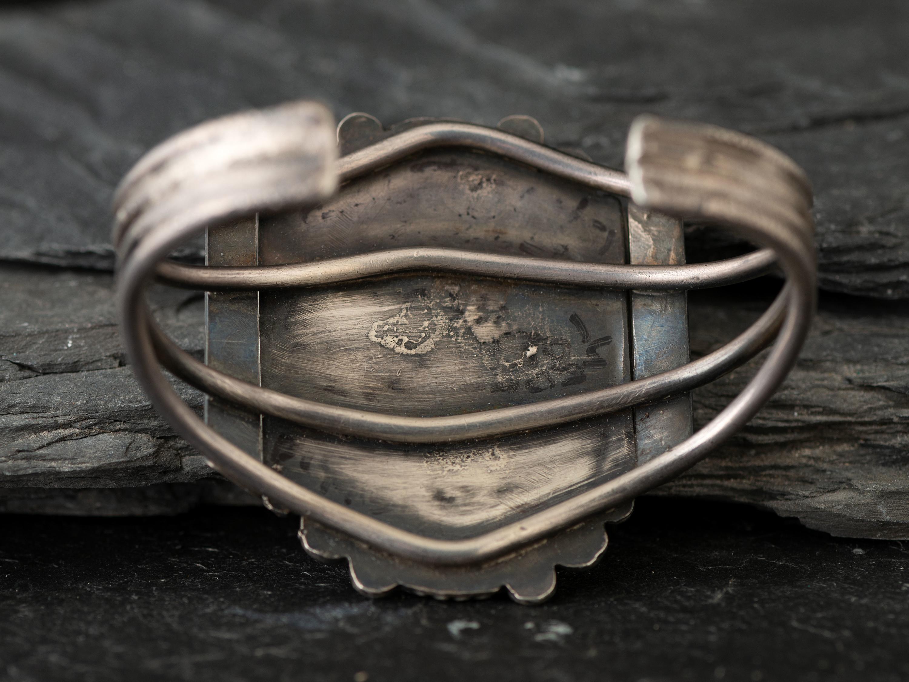 Navajo Silver and Petrified Wood Cuff Bracelet and Ring