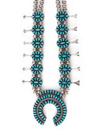 Navajo or Zuni Reversible Cluster Squash Blossom Necklace