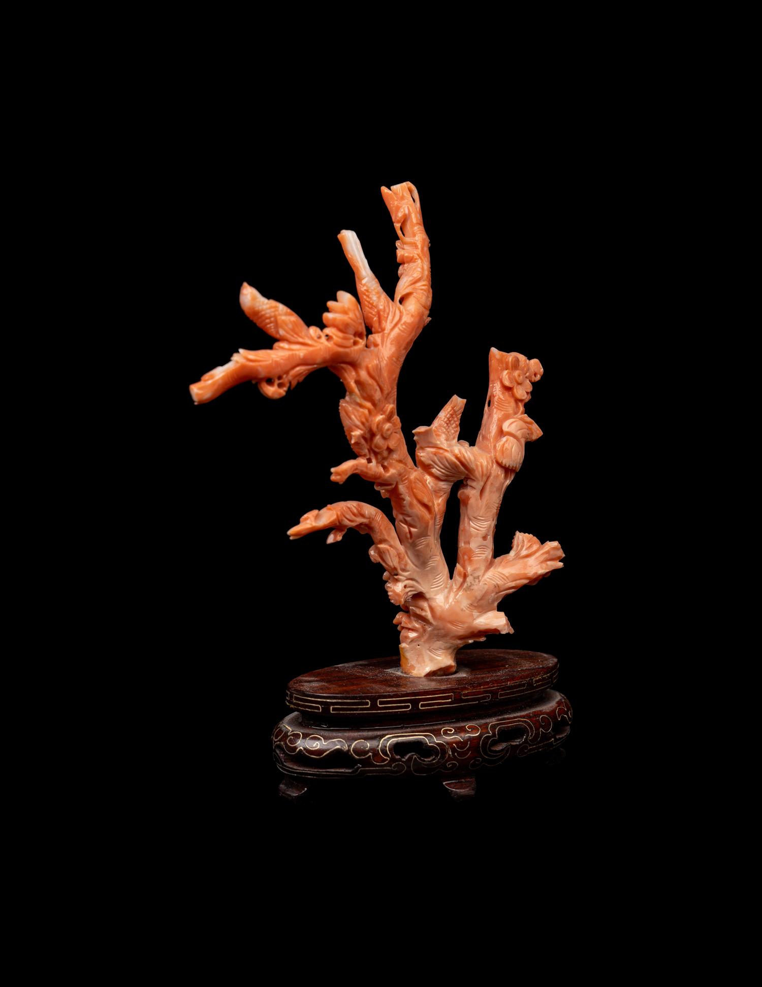 A Chinese Pink Coral Carving