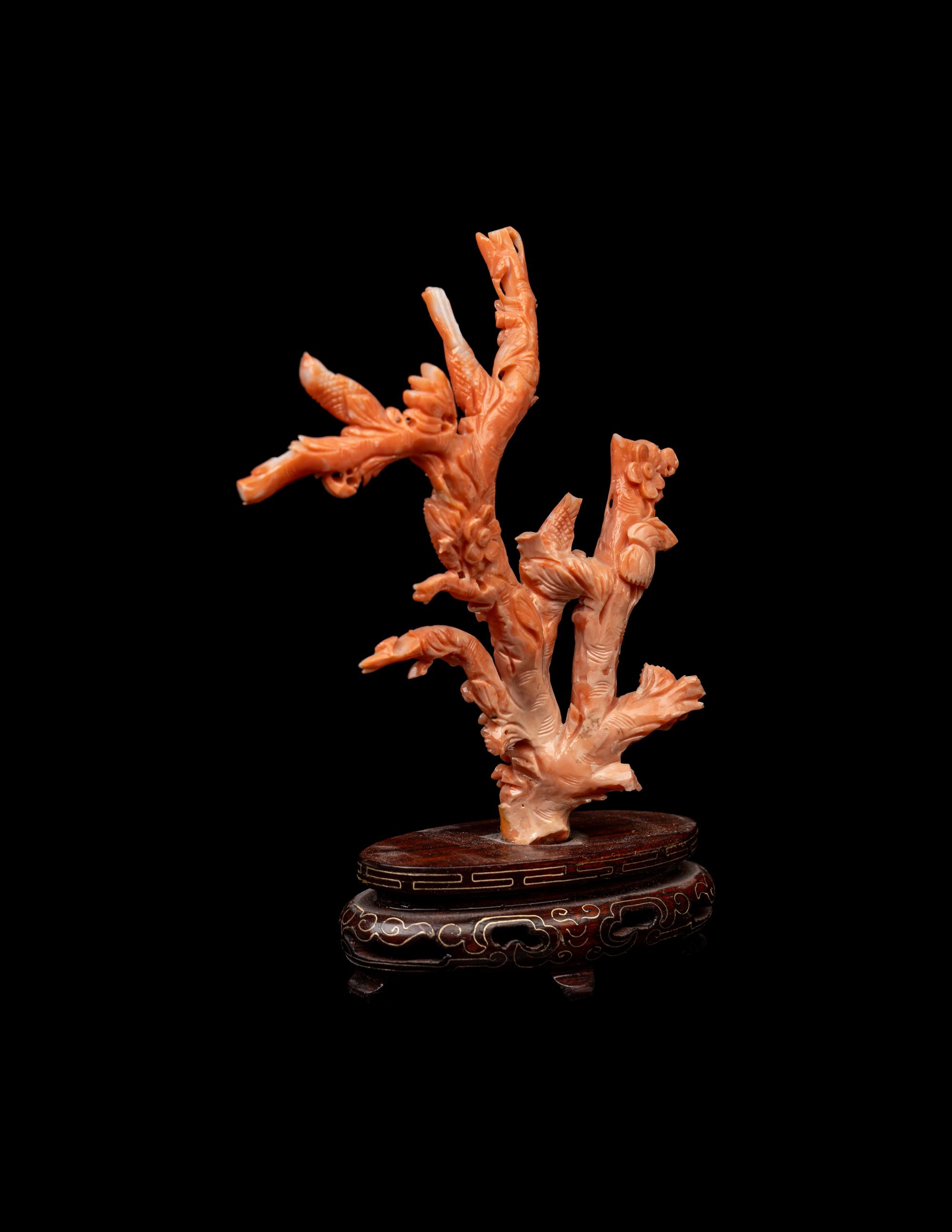 A Chinese Pink Coral Carving
