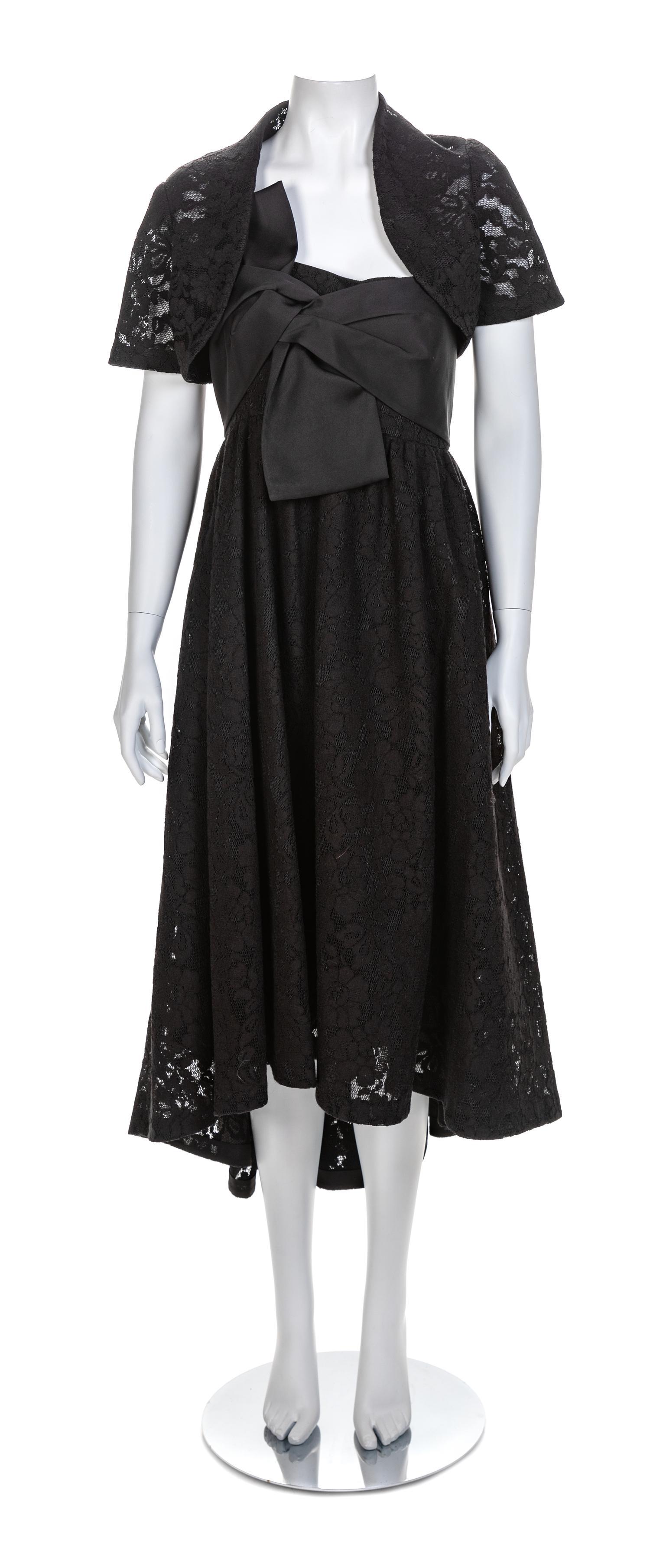 Zac Posen Black Strapless Dress with Matching Shrug, 1990s Size label: 10