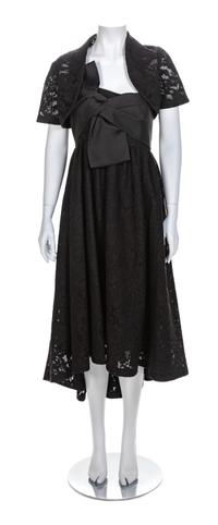Zac Posen Black Strapless Dress with Matching Shrug, 1990s Size label: 10