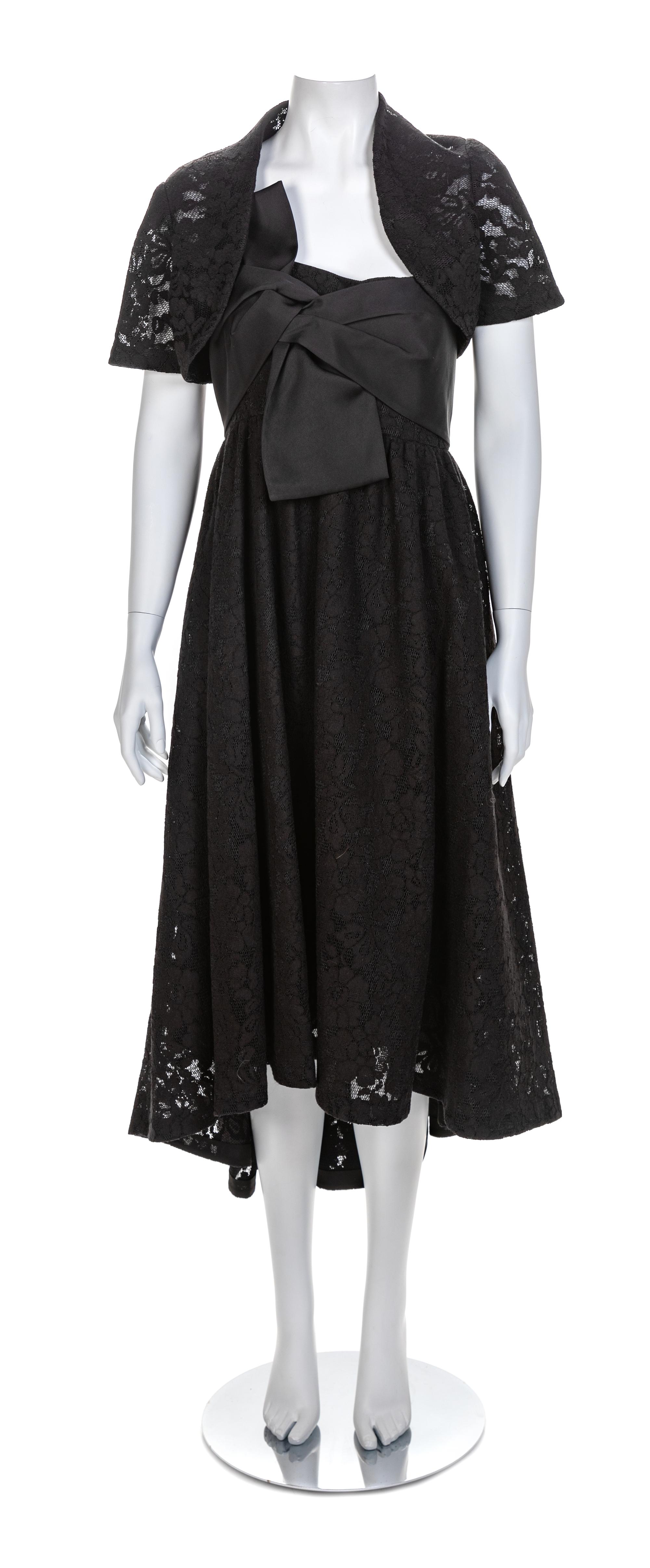 Zac Posen Black Strapless Dress with Matching Shrug, 1990s Size label: 10