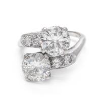 A 14 Karat White Gold and Diamond Toi et Moi Ring,