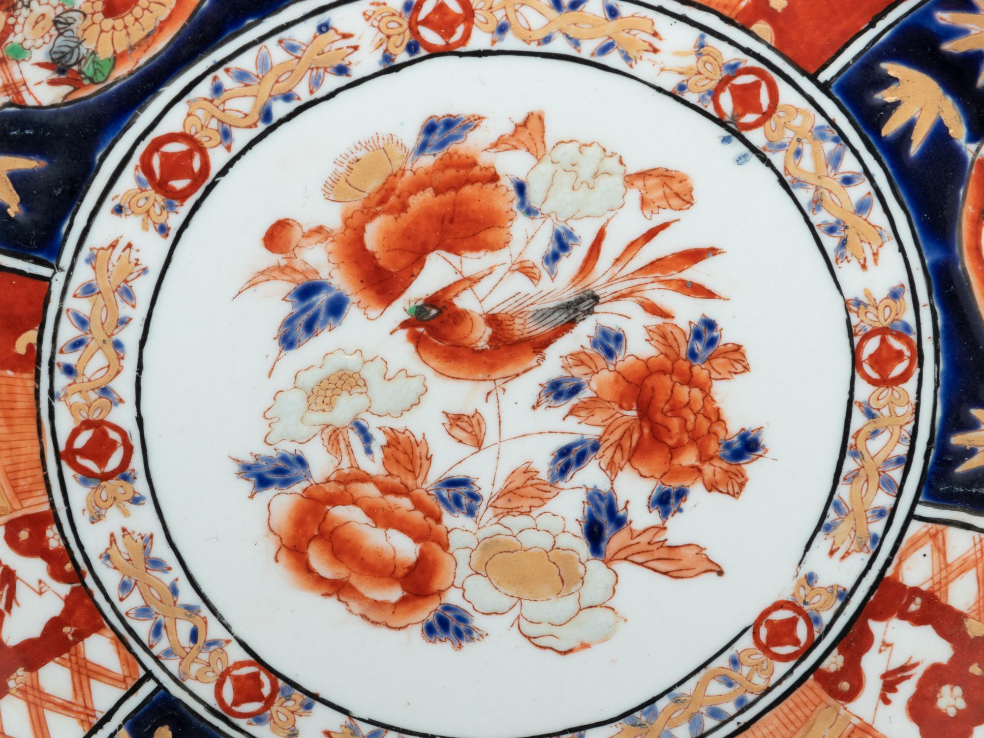 A Group of Five Imari Palette Porcelain Plates, together with Three English Plates