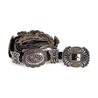 Navajo Stamped Silver Concha Belt