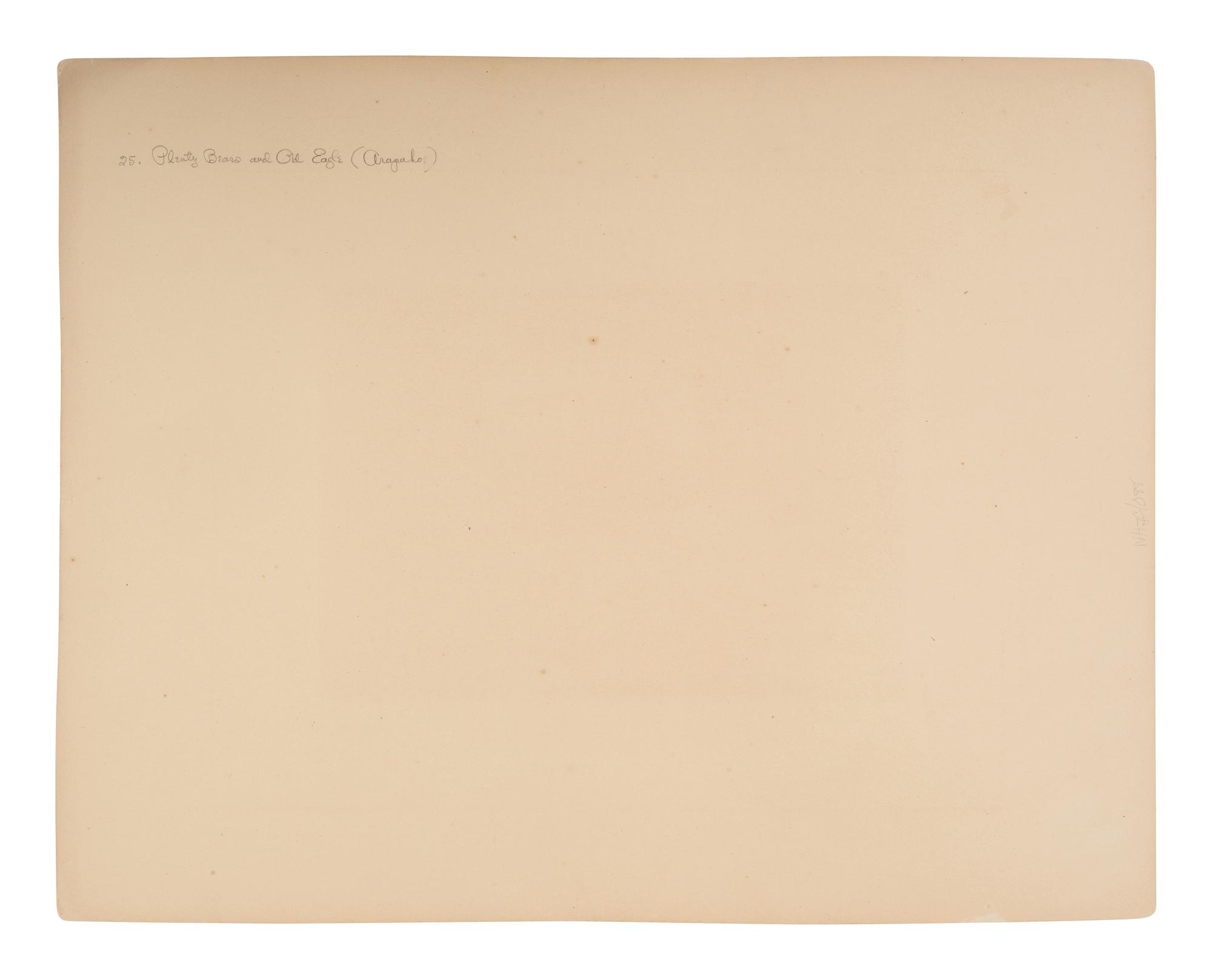 JACKSON, William Henry (1843-1942)]. Albumen photograph of Plenty Bears and Old Eagle, Arapaho. Washington, DC, before 1877.