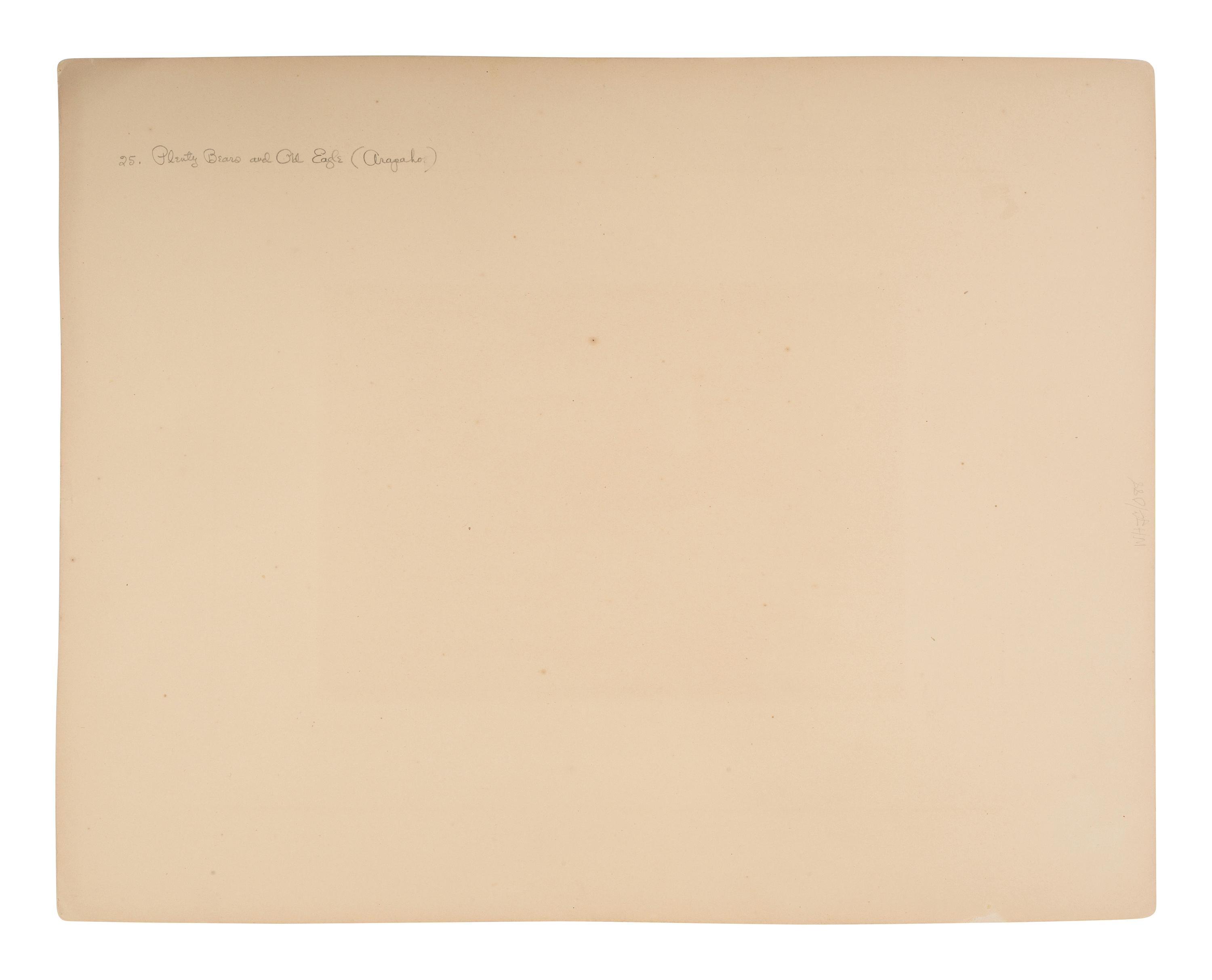 JACKSON, William Henry (1843-1942)]. Albumen photograph of Plenty Bears and Old Eagle, Arapaho. Washington, DC, before 1877.