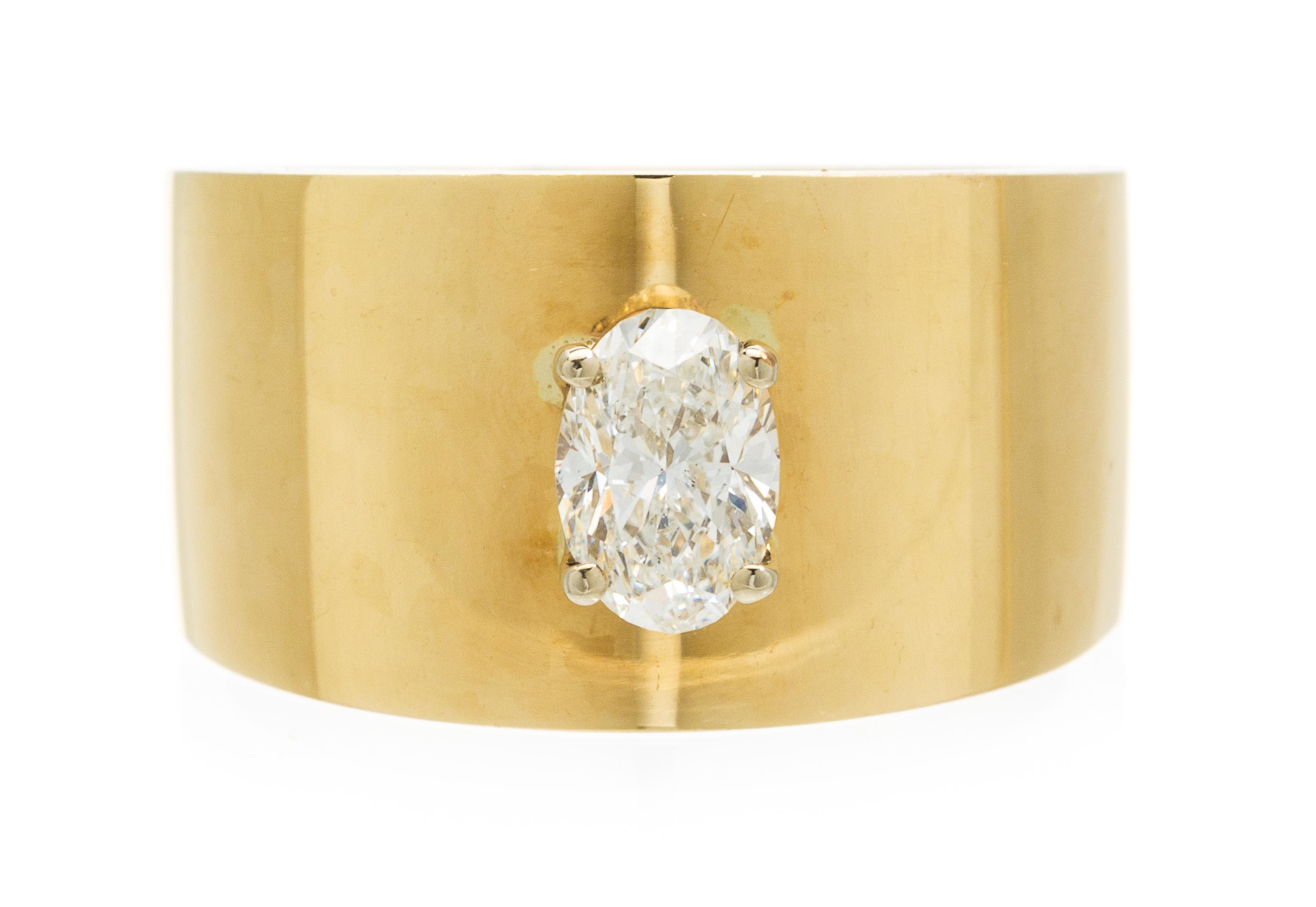 A 14 Karat Yellow Gold and Diamond Solitaire Ring, Midas, 6.20 dwts.