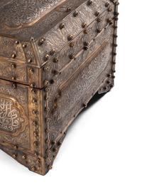 A Middle Eastern Silver-Inlaid Copper Table Casket