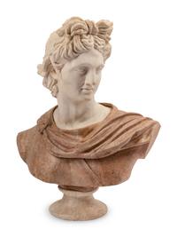 A Carved Marble Bust of a Roman