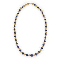 Lapis Lazuli and Yellow Gold Beaded Necklace