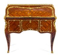 A Louis XV Style Gilt Bronze Mounted Marquetry Bureau en Pente Height 42 x width 47 x depth 21 inches. — POSSIBLY GERMAN, 19TH CENTURY