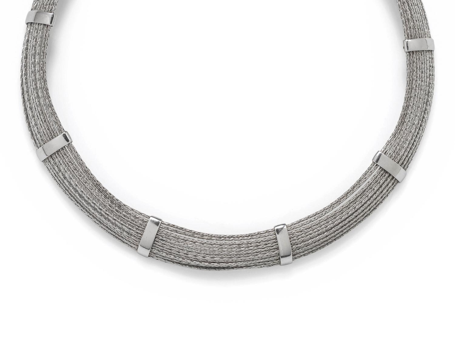 WHITE GOLD MULTI STRAND COLLAR NECKLACE