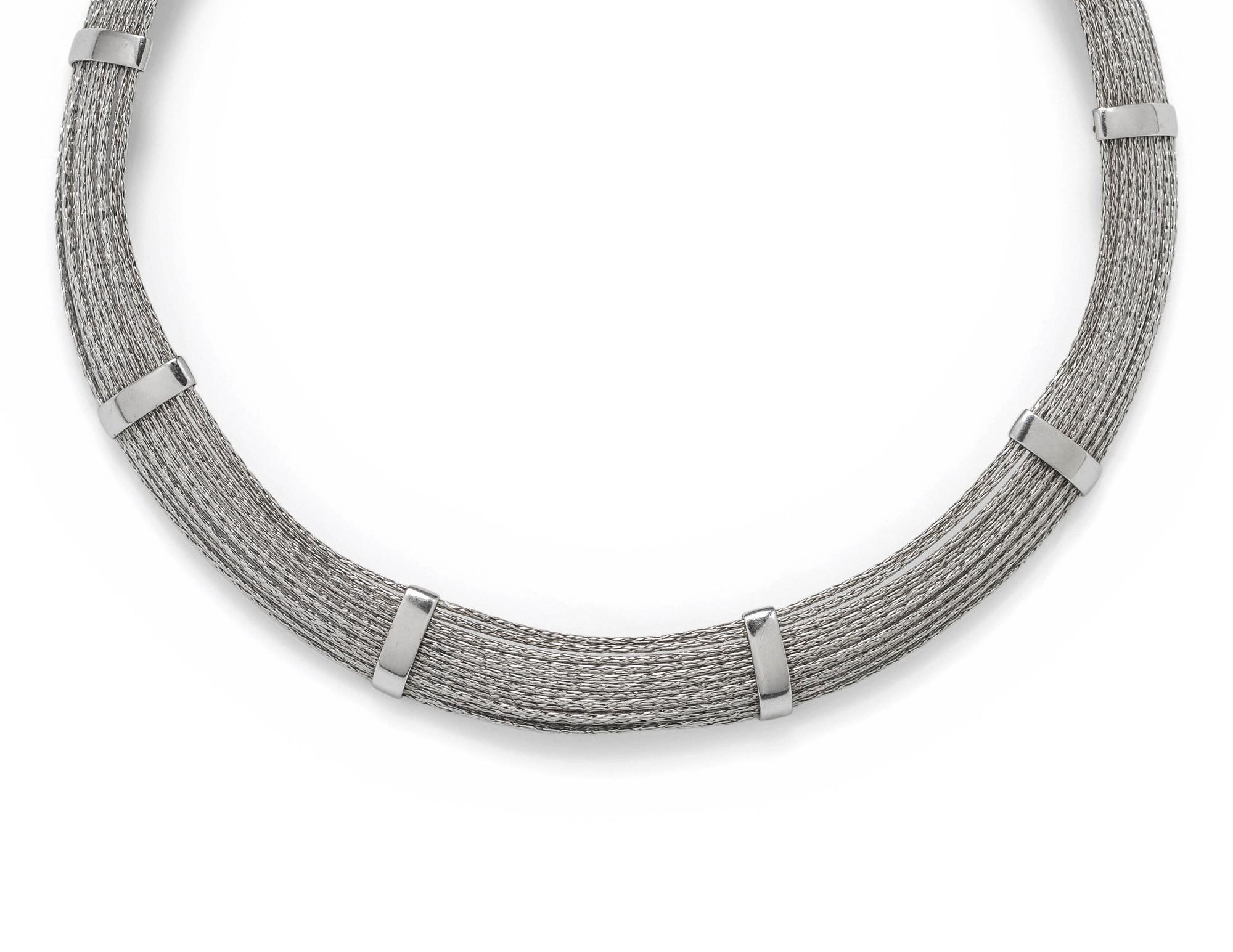 WHITE GOLD MULTI STRAND COLLAR NECKLACE