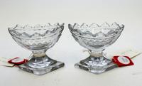 A Pair of Irish Cut Glass Salt Dishes Height 3 1/4 x width 4 inches. — 19TH CENTURY