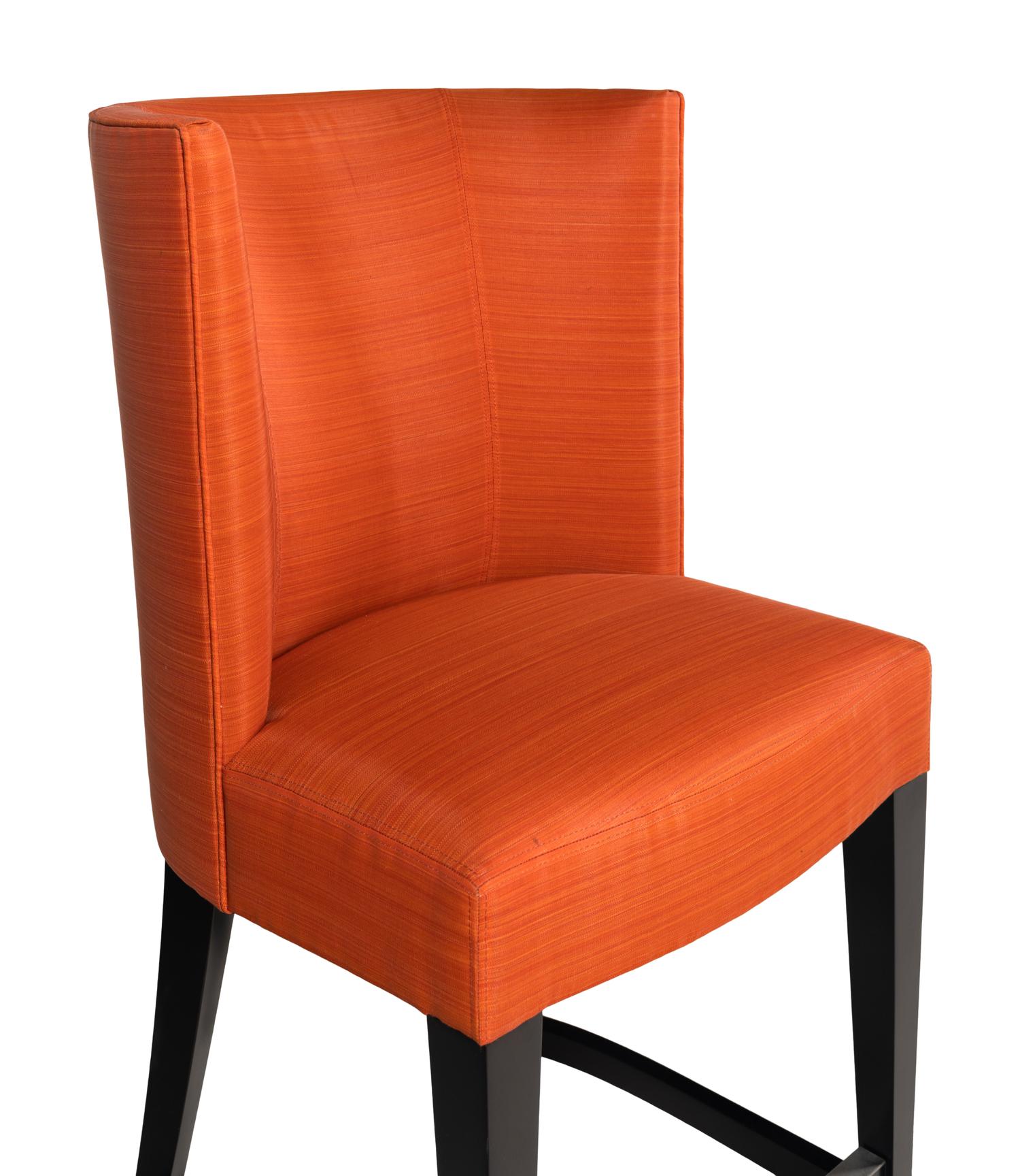 A Set of Three Holly Hunt High-Back Counter Stools