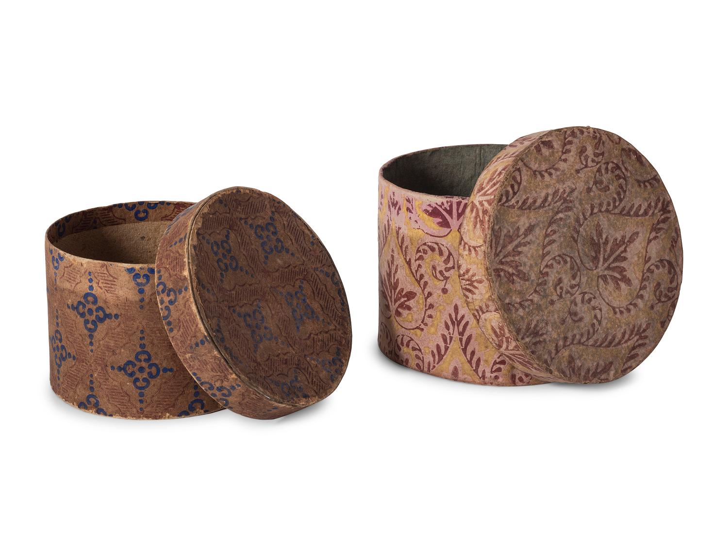 Two Paint Decorated Wallpaper Boxes