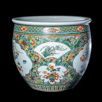 A Chinese Famille Verte Porcelain Fish Pot