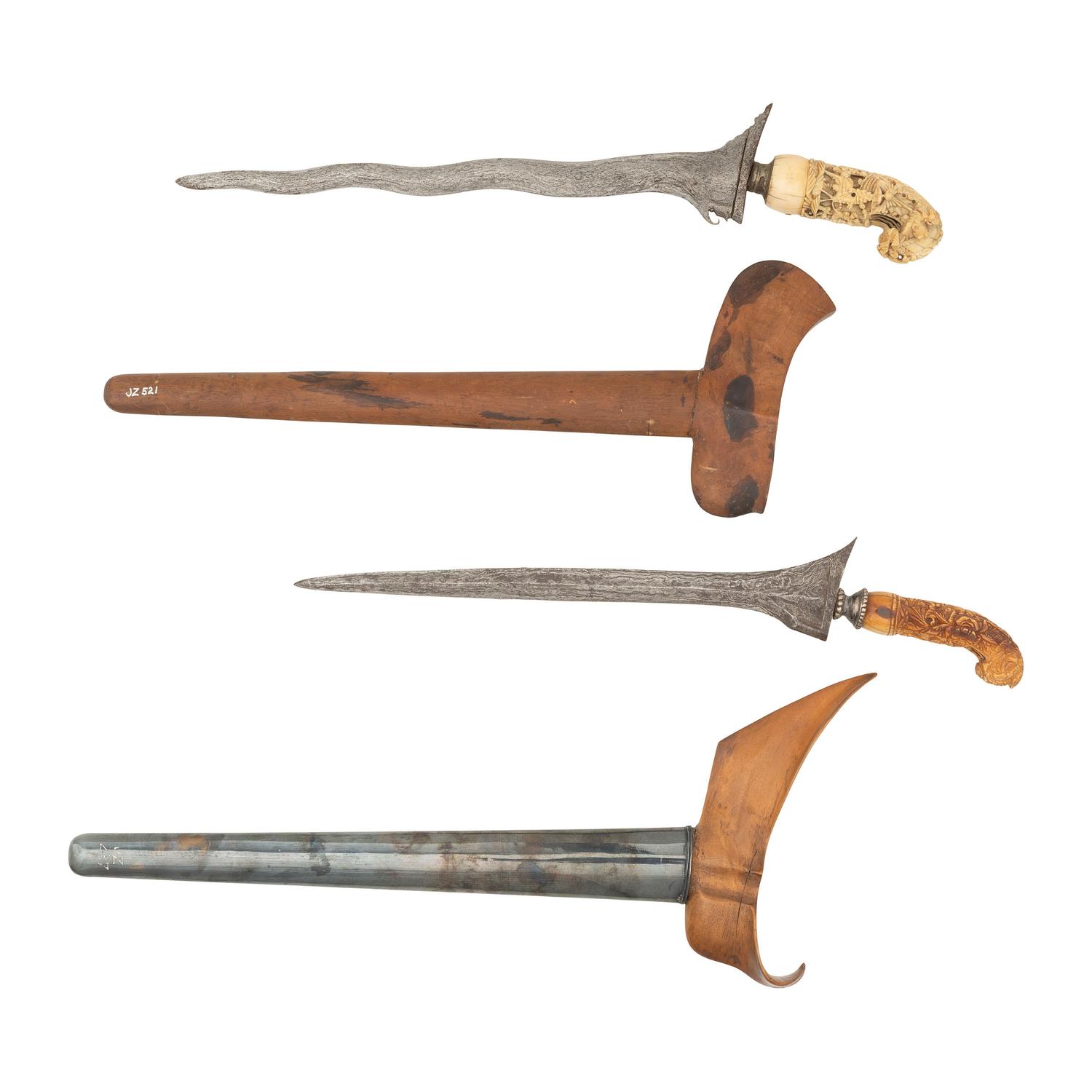 Two Madurese Carved Hilt Kris Knives