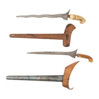 Two Madurese Carved Hilt Kris Knives