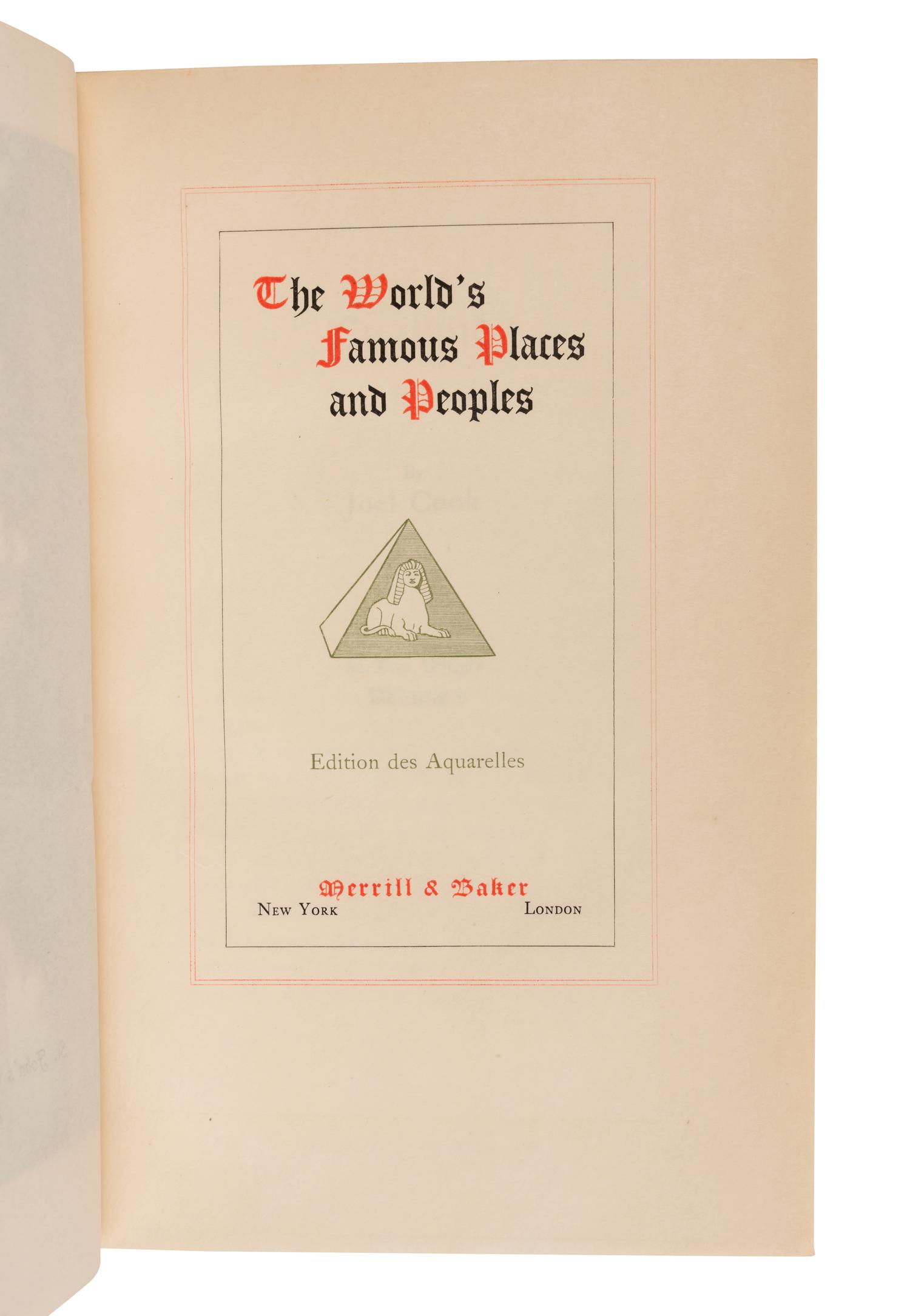 [BINDINGS.] COOK, Joel (1842-1910). The World's Famous Places and Peoples: England. New York and London: Merrill & Baker, [1900].