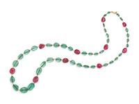 EMERALD AND SPINEL BEAD NECKLACE