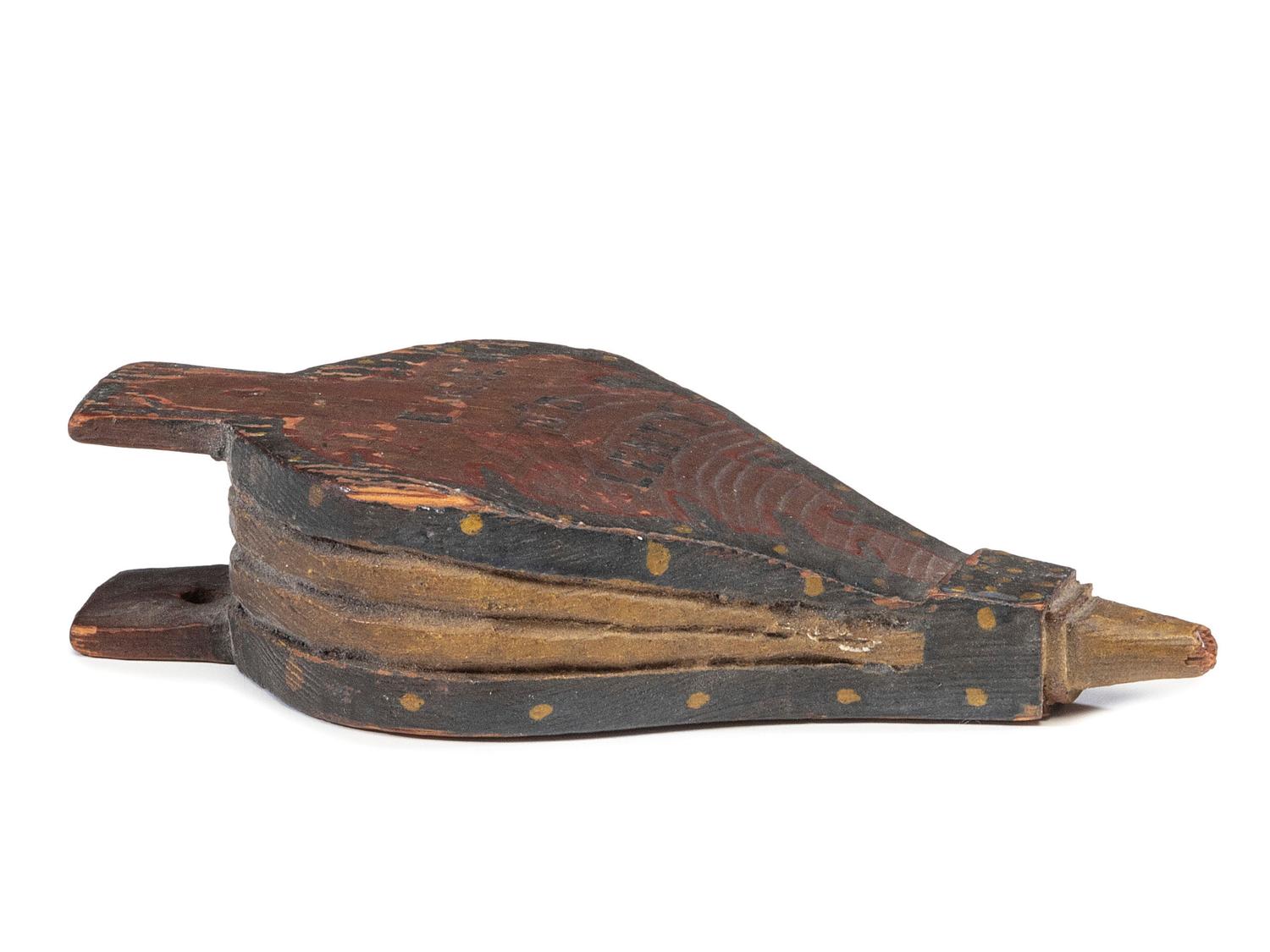 A Folk Art Carved and Painted Pine Peace and Plenty Bellows Model