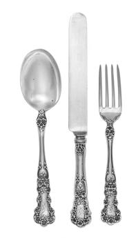 An American Silver Flatware Service, Gorham Mfg. Co. Providence, RI, Buttercup pattern, comprising: 6 dinner knives 6 tablespoons 12 te