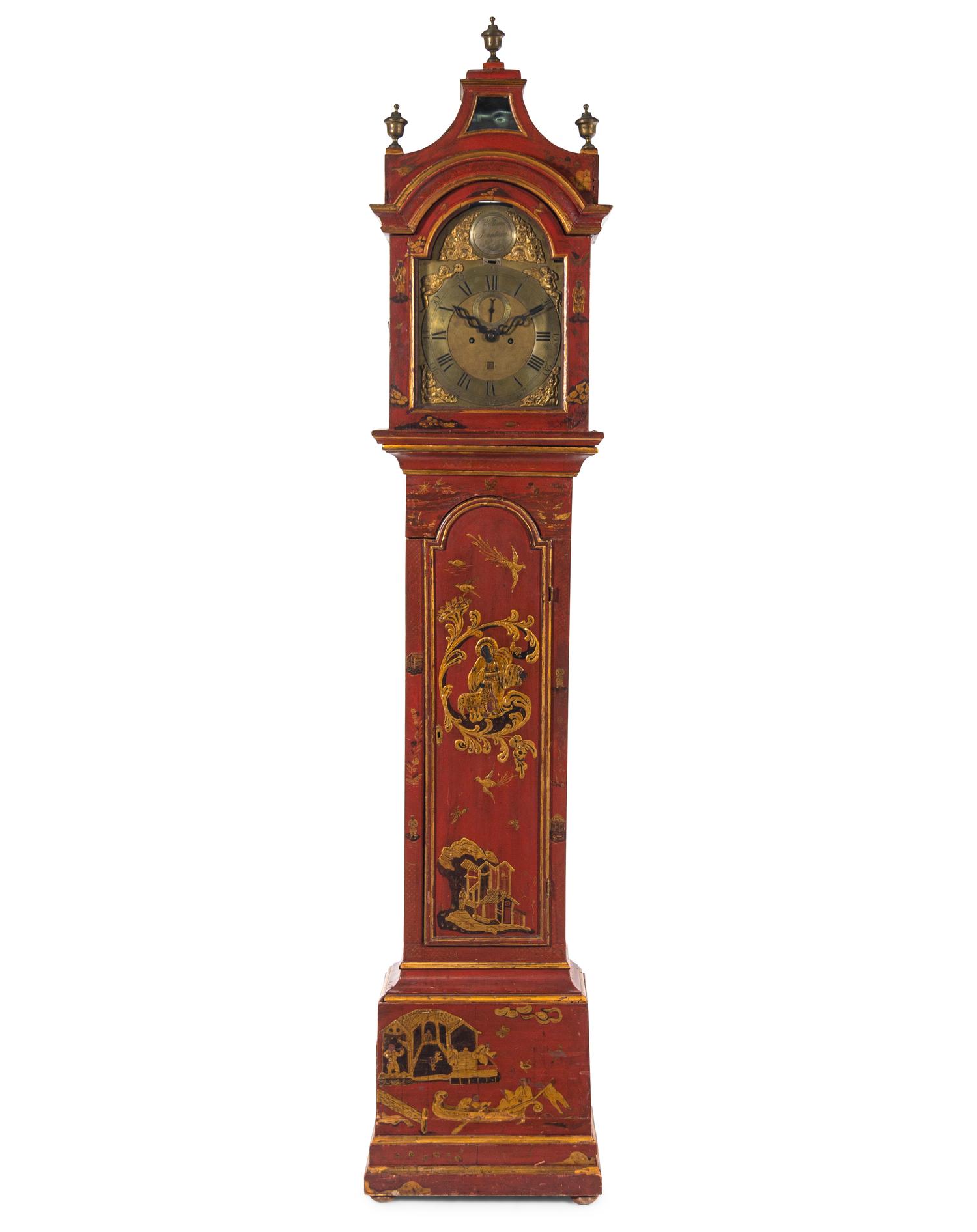 A George III Lacquered Tall Case Clock