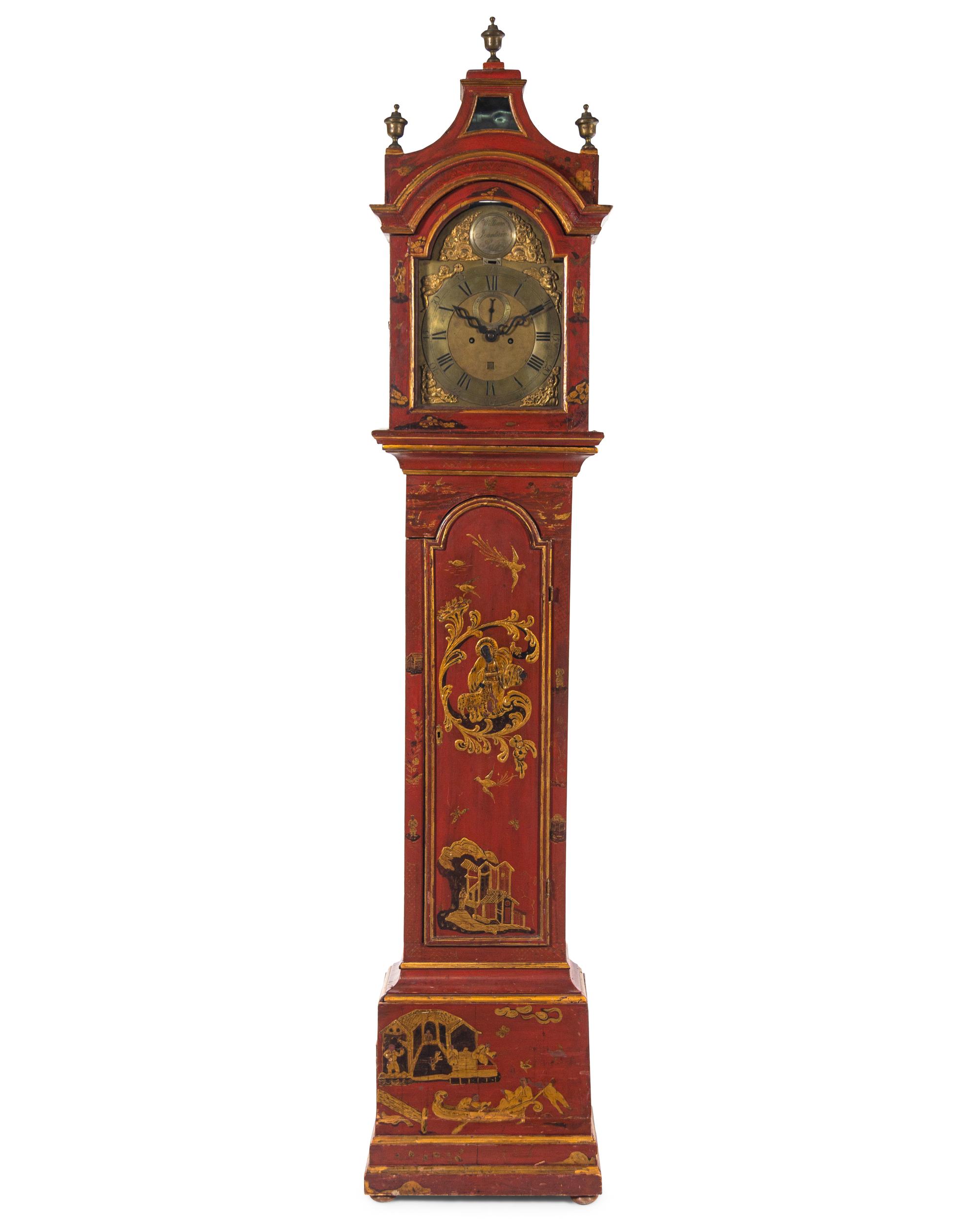 A George III Lacquered Tall Case Clock
