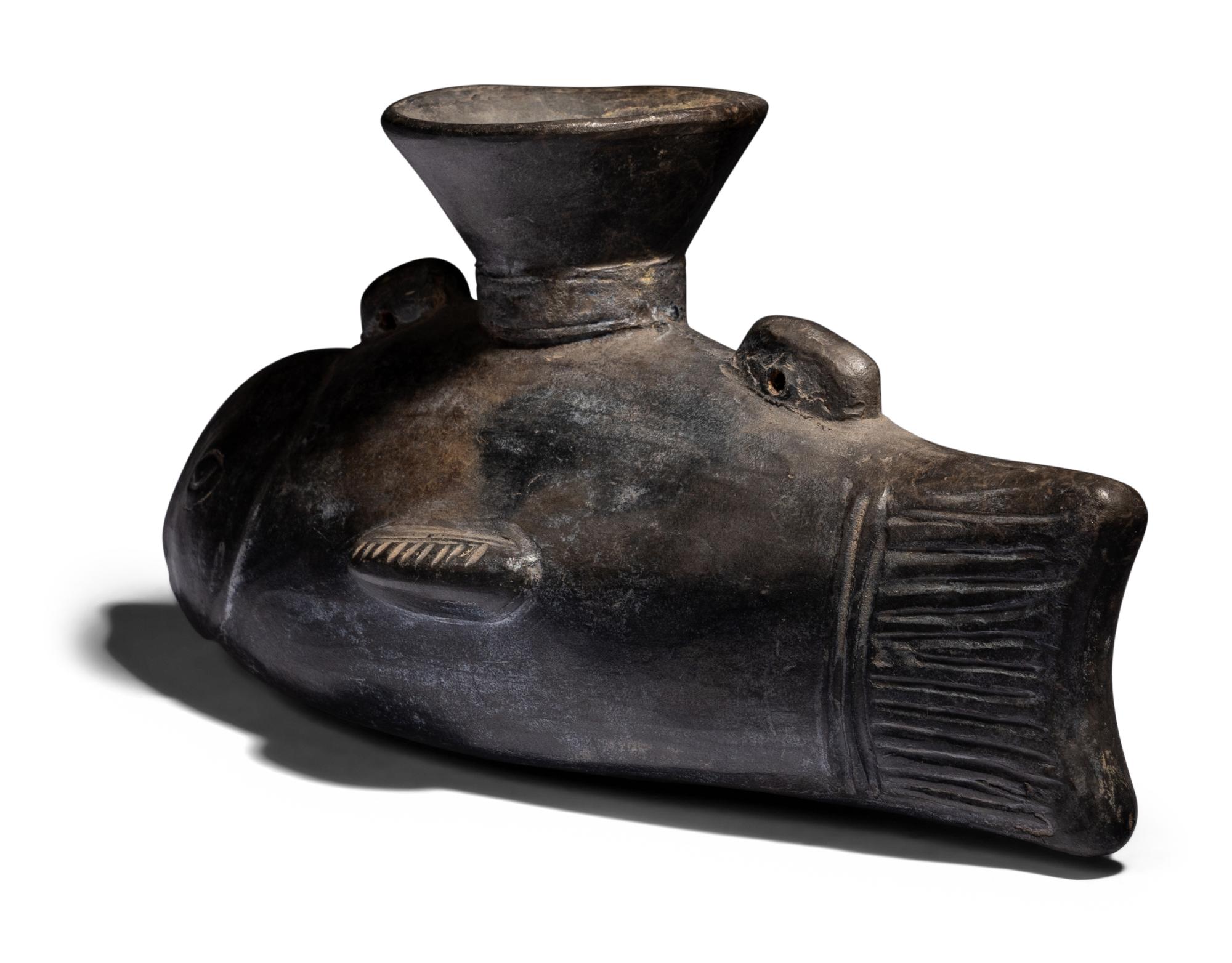 A Chimu Blackware Fish Vessel