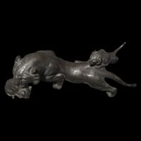 A Japanese Patinated Bronze 'Tigress and Cubs' Okimono, Meiji/Taisho Period
