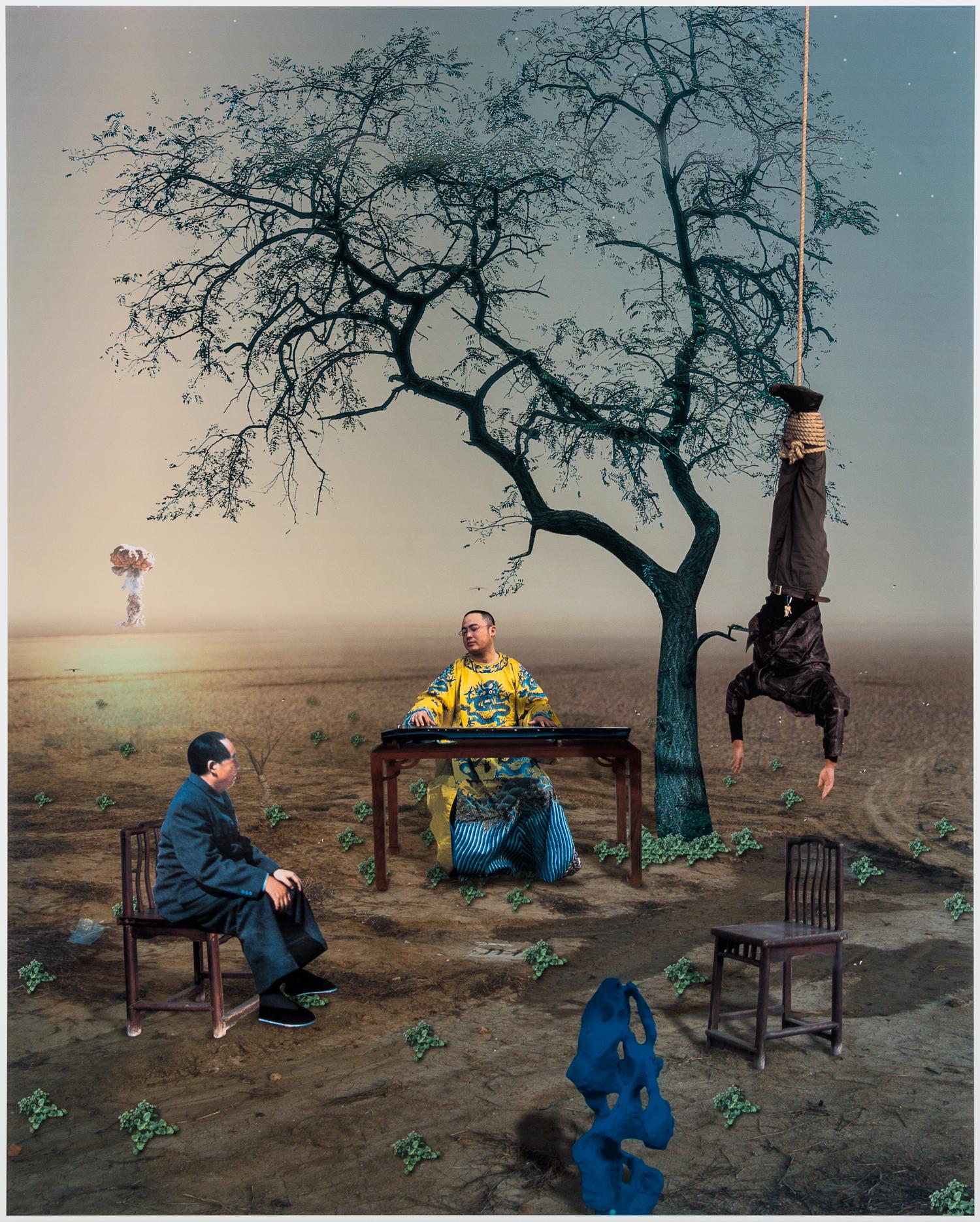 Hong Lei, (Chinese, b. 1960), I Dream that I was Hung Upside Down to Listen to Huizong Play the Zither with Chairman Mao, 2004