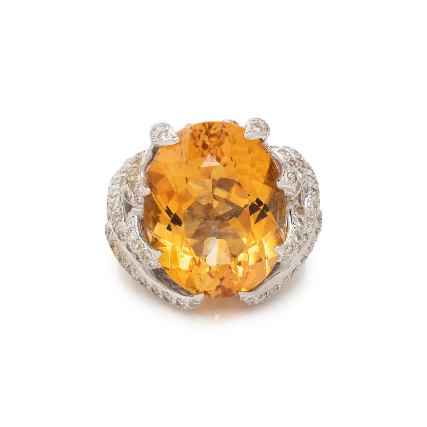 CITRINE AND DIAMOND RING