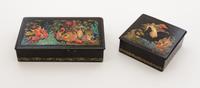 Two Russian Lacquered Boxes Width of first 8 inches. — 20TH CENTURY