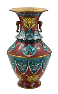A Champleve and Bronze Vase