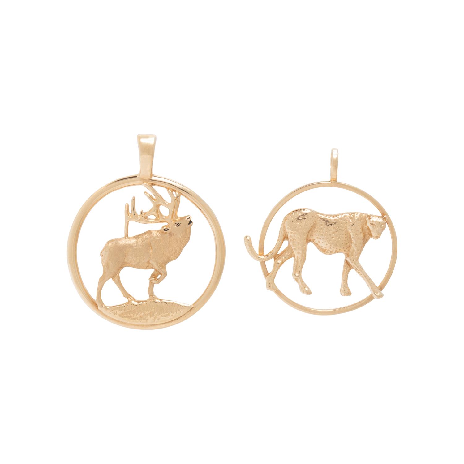 TWO YELLOW GOLD ANIMAL PENDANTS