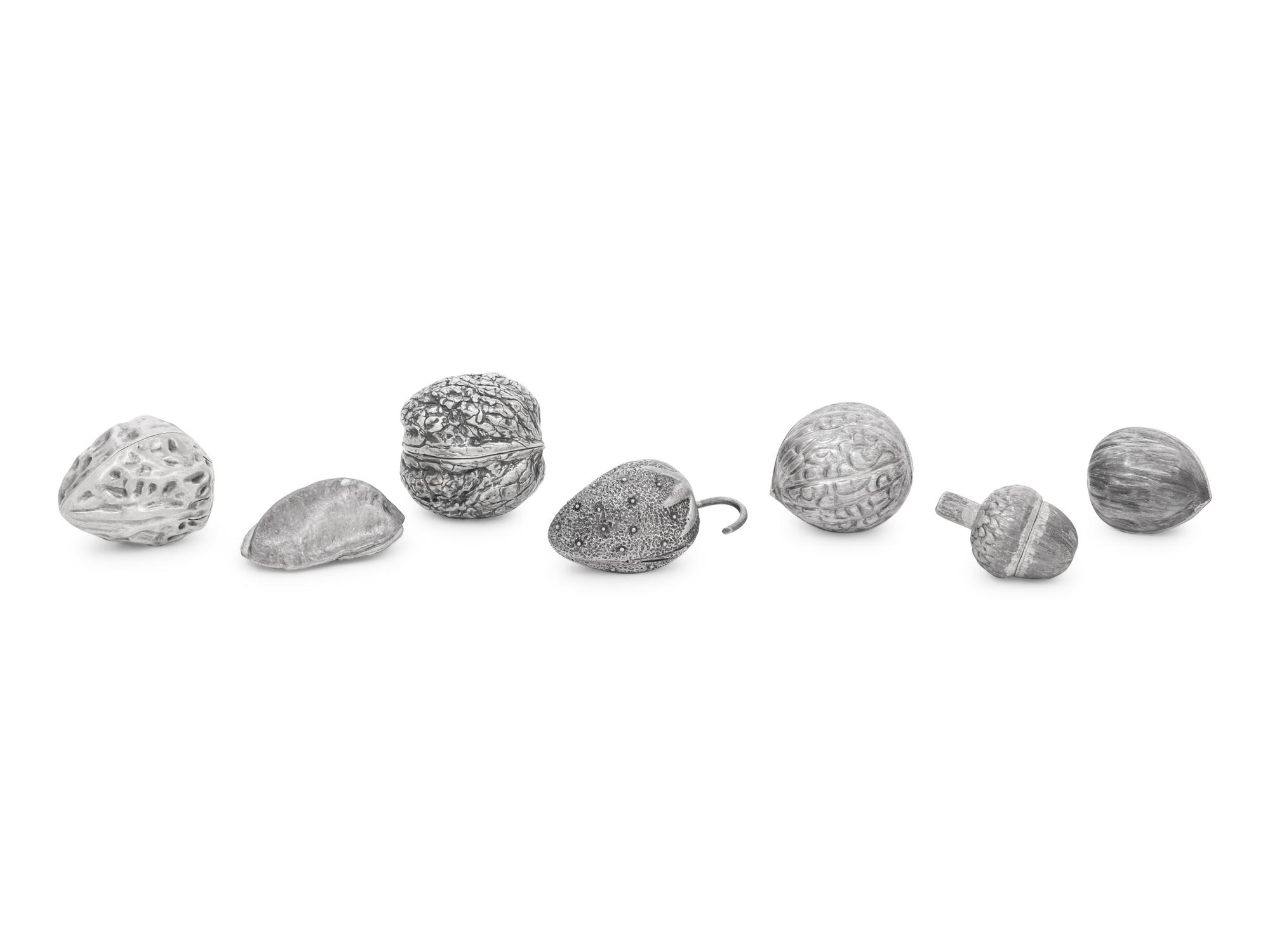 Seven Mexican Silver Bonbonnieres